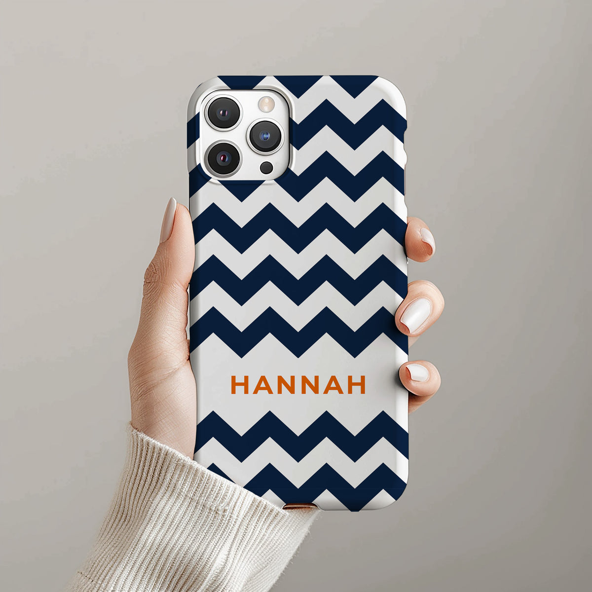 Personalizable navy and white zigzag phone case for Auburn fans – a playful, bold design that adds a stylish twist to your Tiger pride with a monogrammed touch!