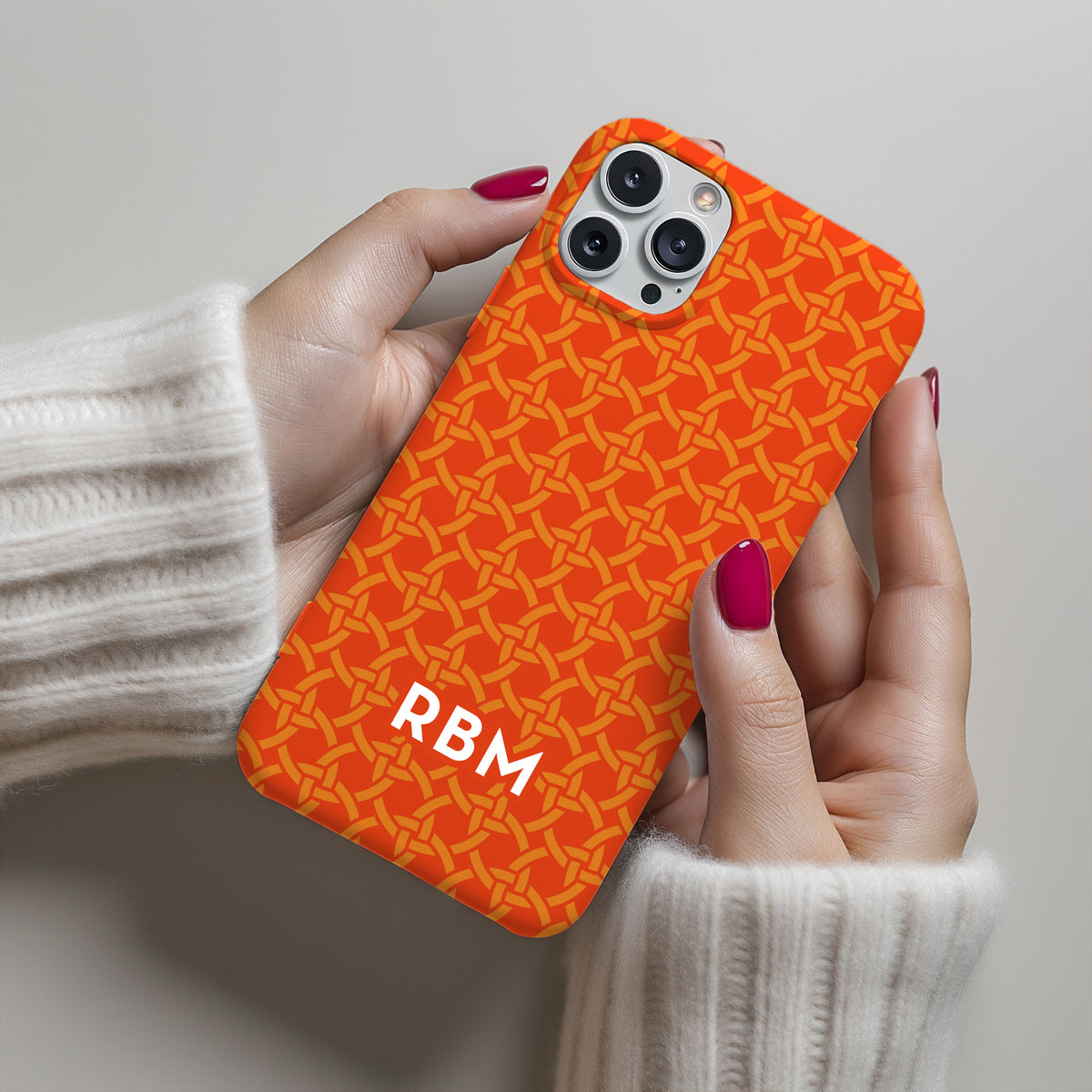 Personalizable Gator Orange interlocking rings phone case for University of Florida fans – a stylish and elegant way to showcase your Gator pride with a personalized touch!