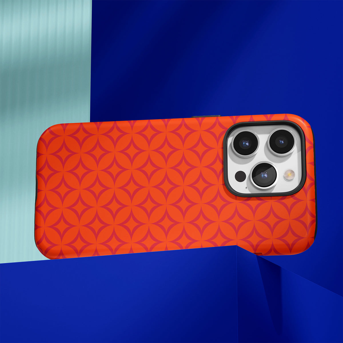 Personalizable blue and white interlocking circles grid phone case for University of Florida fans – a chic, luxury-inspired design perfect for adding a stylish, custom touch to your Gator spirit!