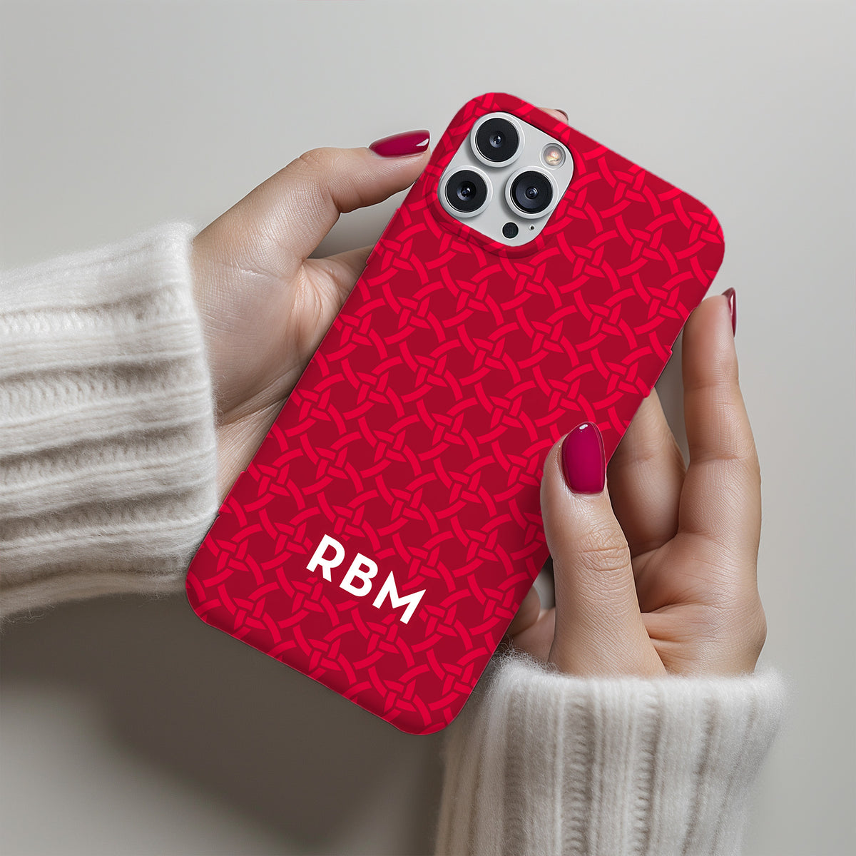 Personalizable Athens Red and white interlocking rings phone case for University of Georgia fans – a stylish and elegant way to showcase your Bulldog pride with a personalized touch!