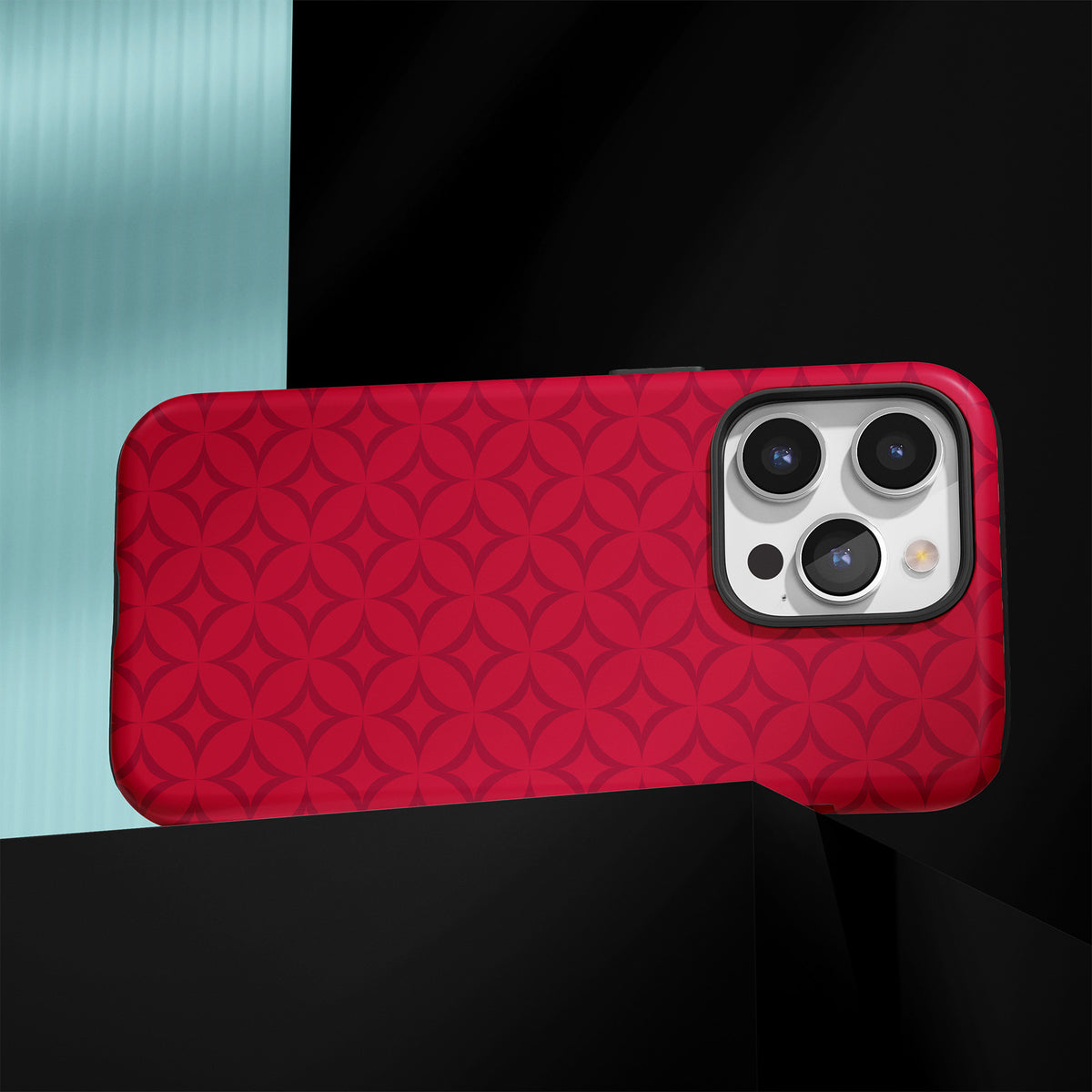 Personalizable Athens Red and white interlocking circles grid phone case for University of Georgia fans – a chic, luxury-inspired design perfect for adding a stylish, custom touch to your Bulldog spirit!