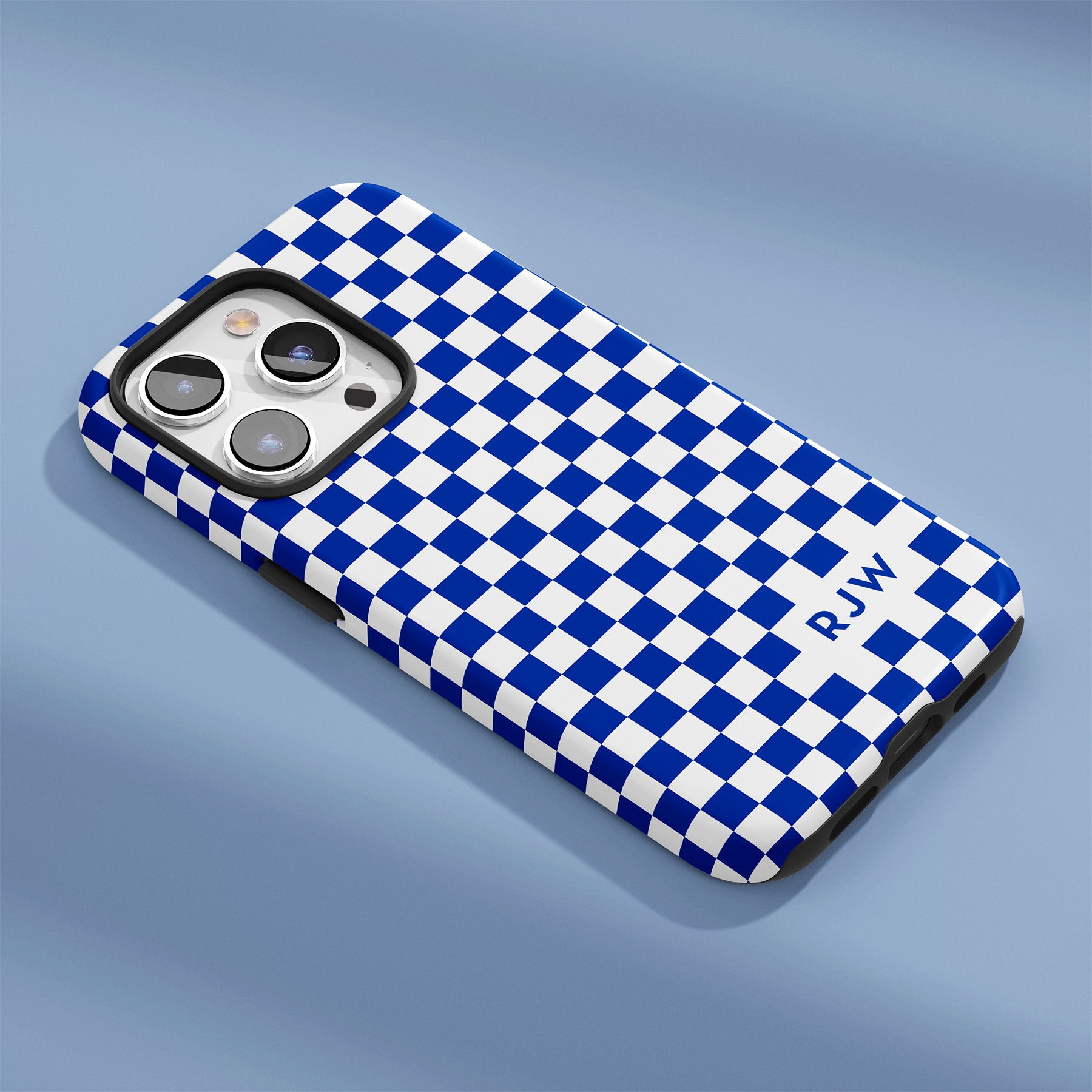 Personalizable blue and white checkered phone case for Kentucky fans – add your initials or name for a unique Wildcat-themed accessory!