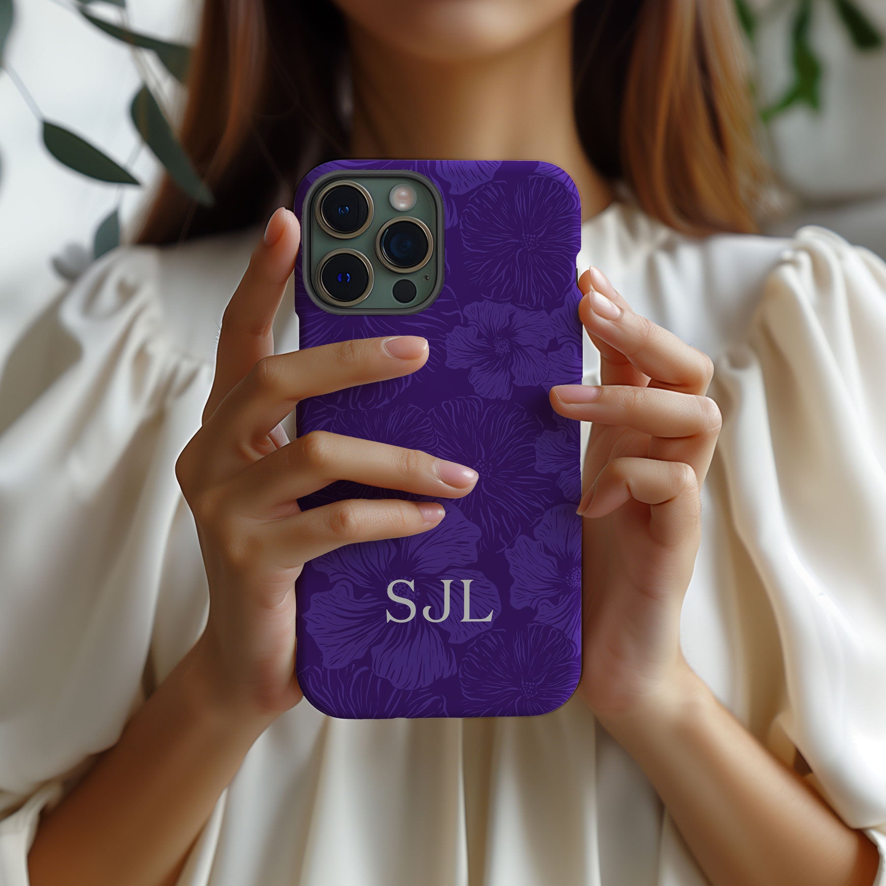 Feel that summertime vibe with our Tropical LSU-Inspired phone case in rich purple.