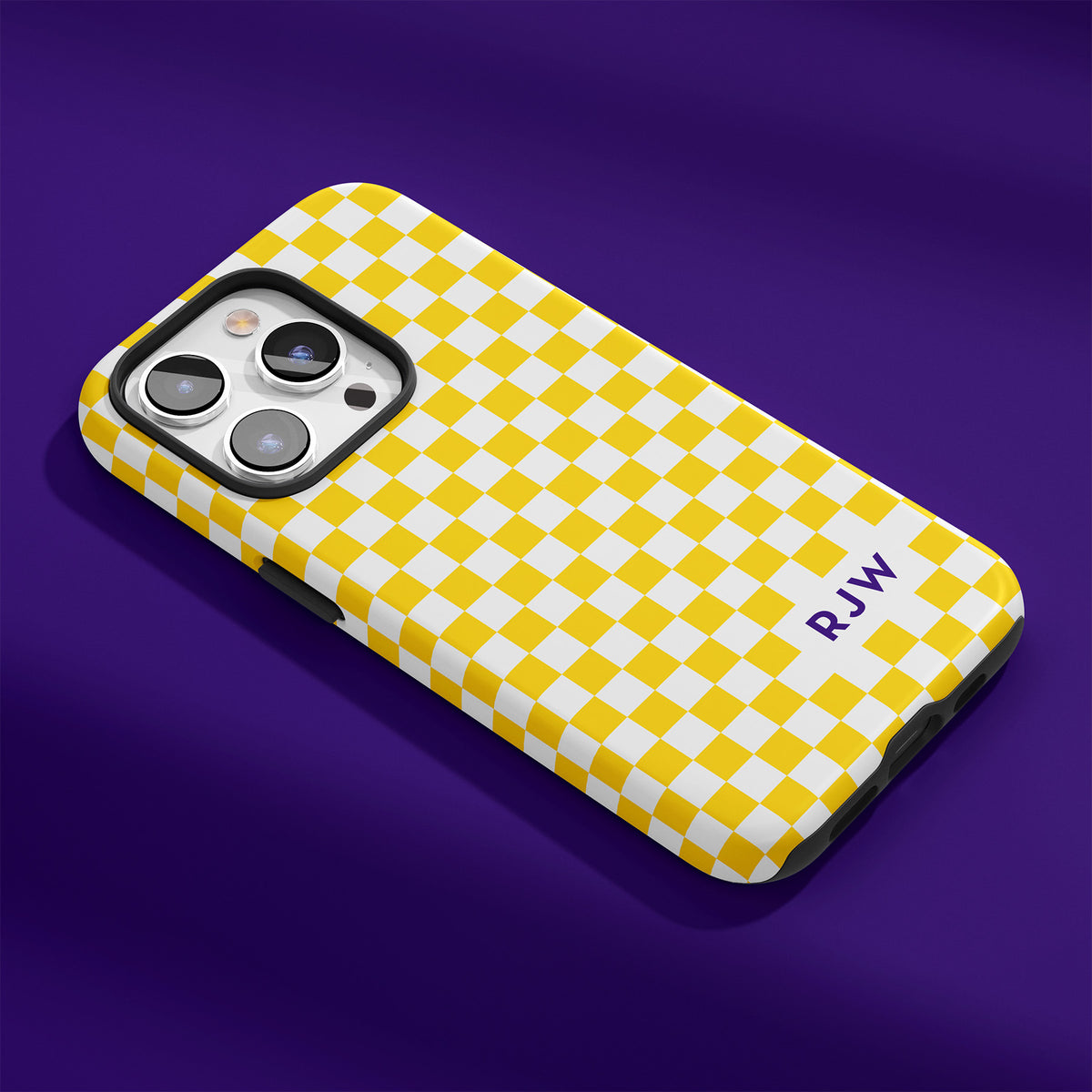 Tiger Spirit Phone Case - Checkered Pattern in Yellow Gold