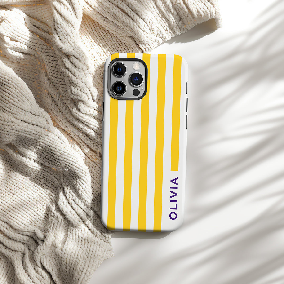 Louisiana State fans will love this classic preppy stripes phone case.