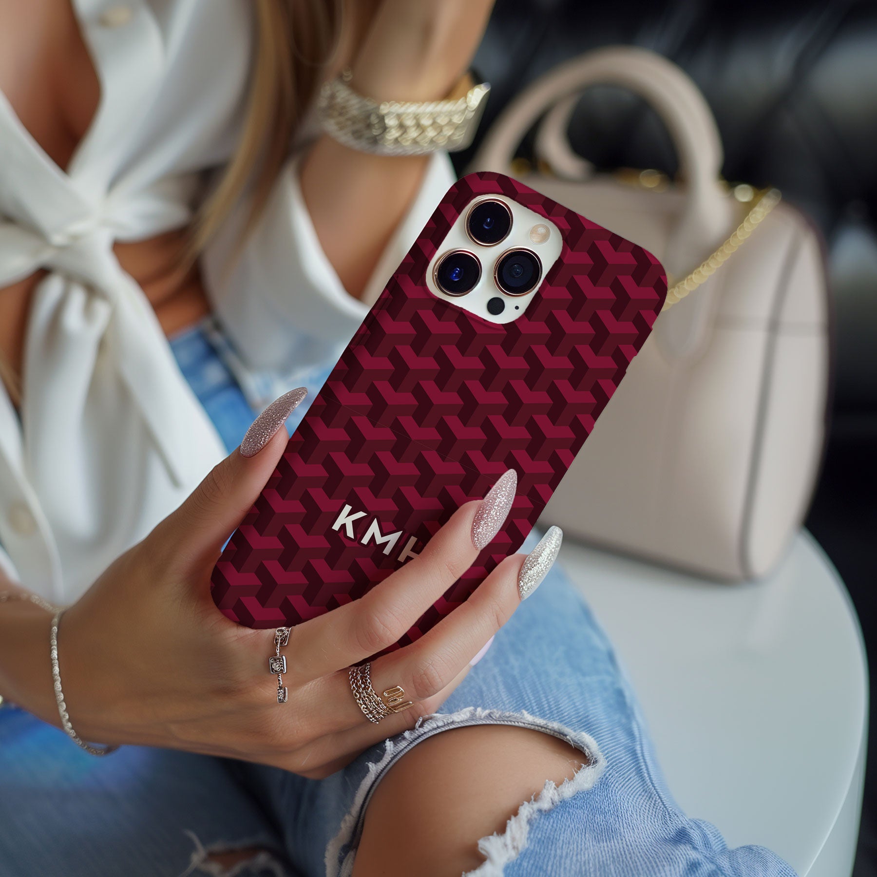 Personalizable maroon phone case for Bulldog fans – a sleek, luxurious design that reps your pride with a personalized twist!