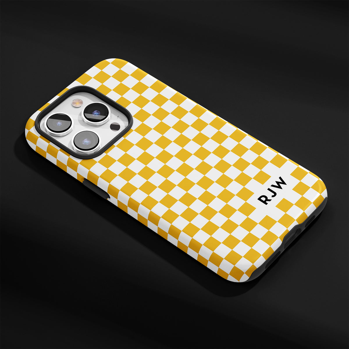 Black &amp; Gold Line Checkered Phone Case