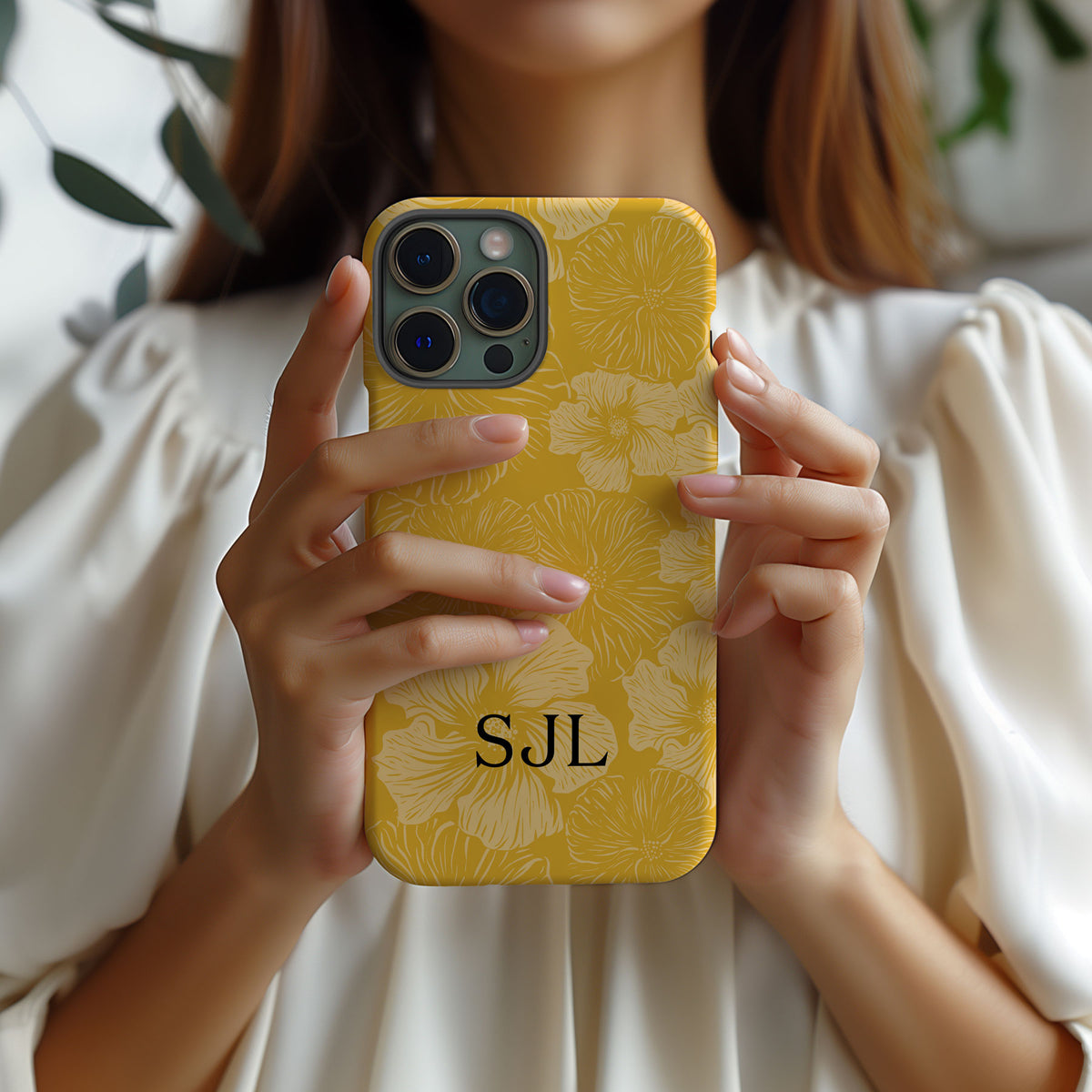 Personalizable floral phone case for Missouri fans – a playful tone-on-tone design with bold, oversized flowers for a fun and lively look.