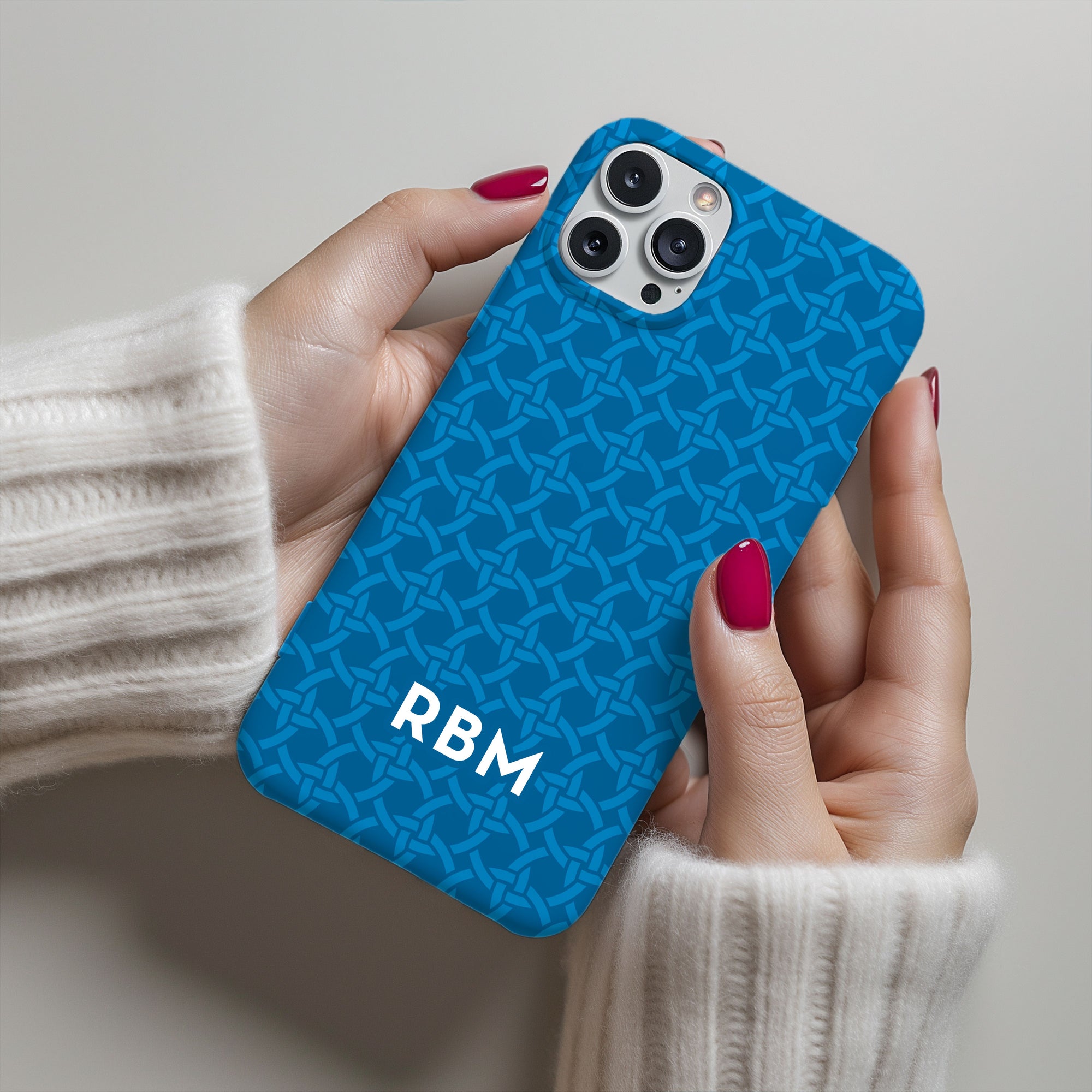 Ole Miss inspired Blue Phone Case with classy basketweave design 