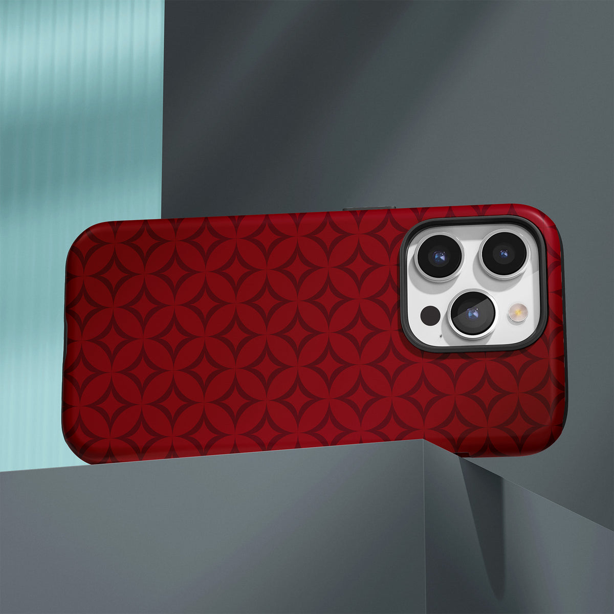 Personalizable red and white interlocking circles grid phone case for University of South Carolina fans – a chic, luxury-inspired design perfect for adding a stylish, custom touch to your Gamecock spirit!