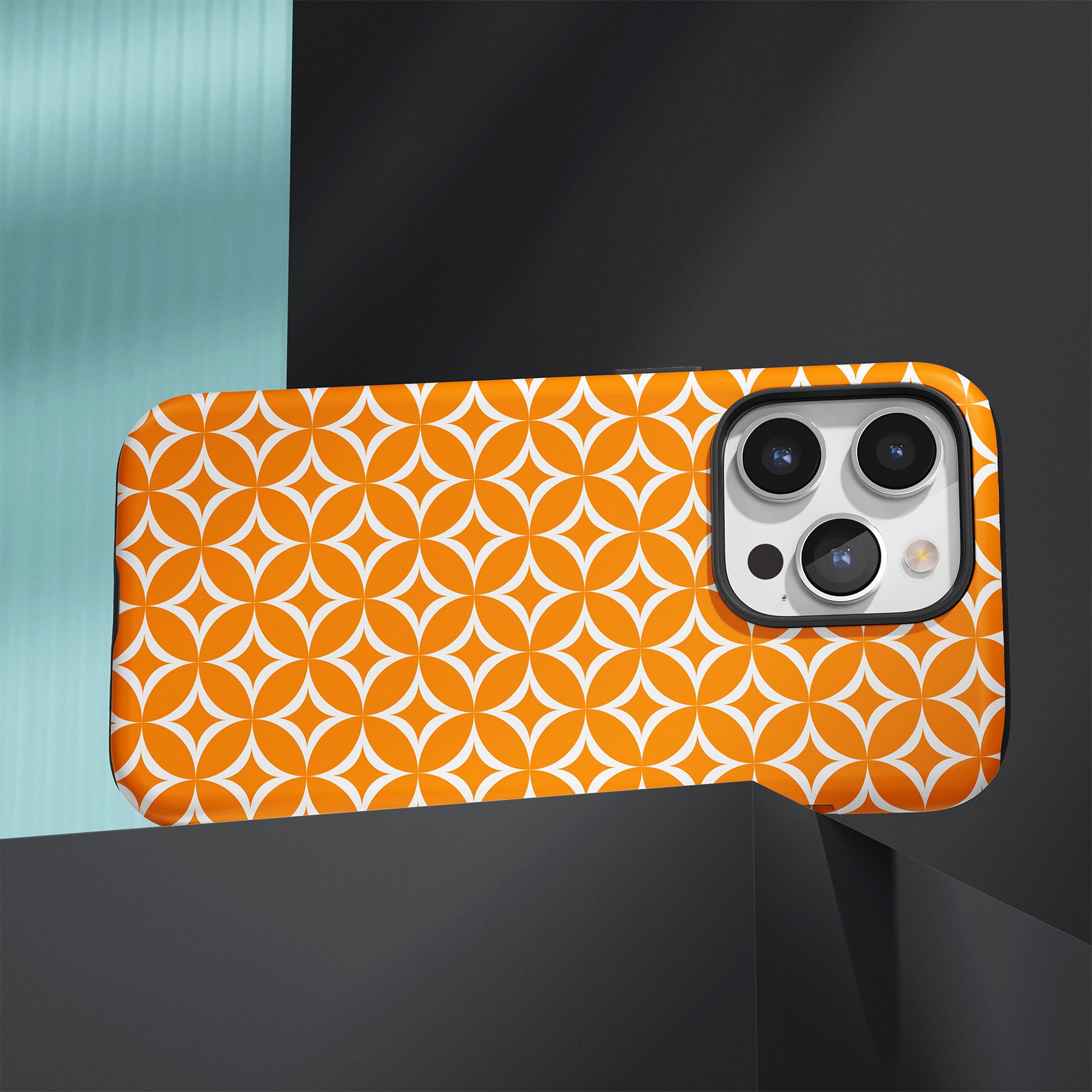 Personalizable orange and white interlocking circles grid phone case for Tennessee fans – a chic, luxury-inspired design perfect for adding a stylish, custom touch to your Volunteer spirit!