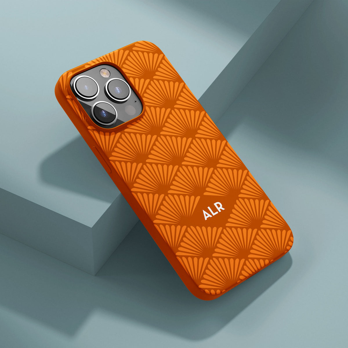 Personalizable burnt orange fan blade diamond grid phone case for Texas fans – an elegant tone-on-tone design that adds bold texture and understated sophistication.